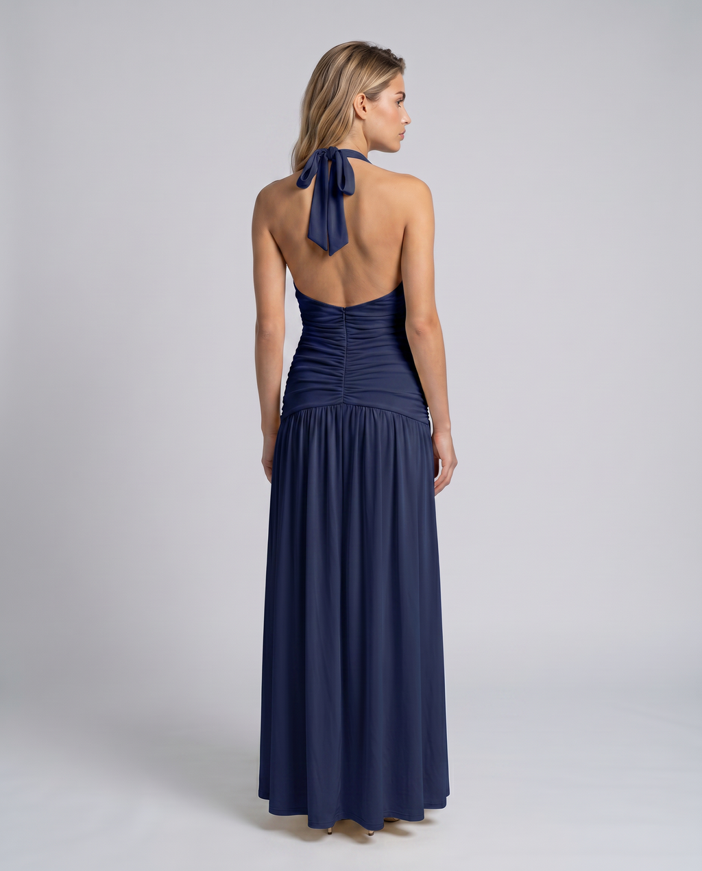 EVIE | Halter Neck Ruched Corset Maxi Dress