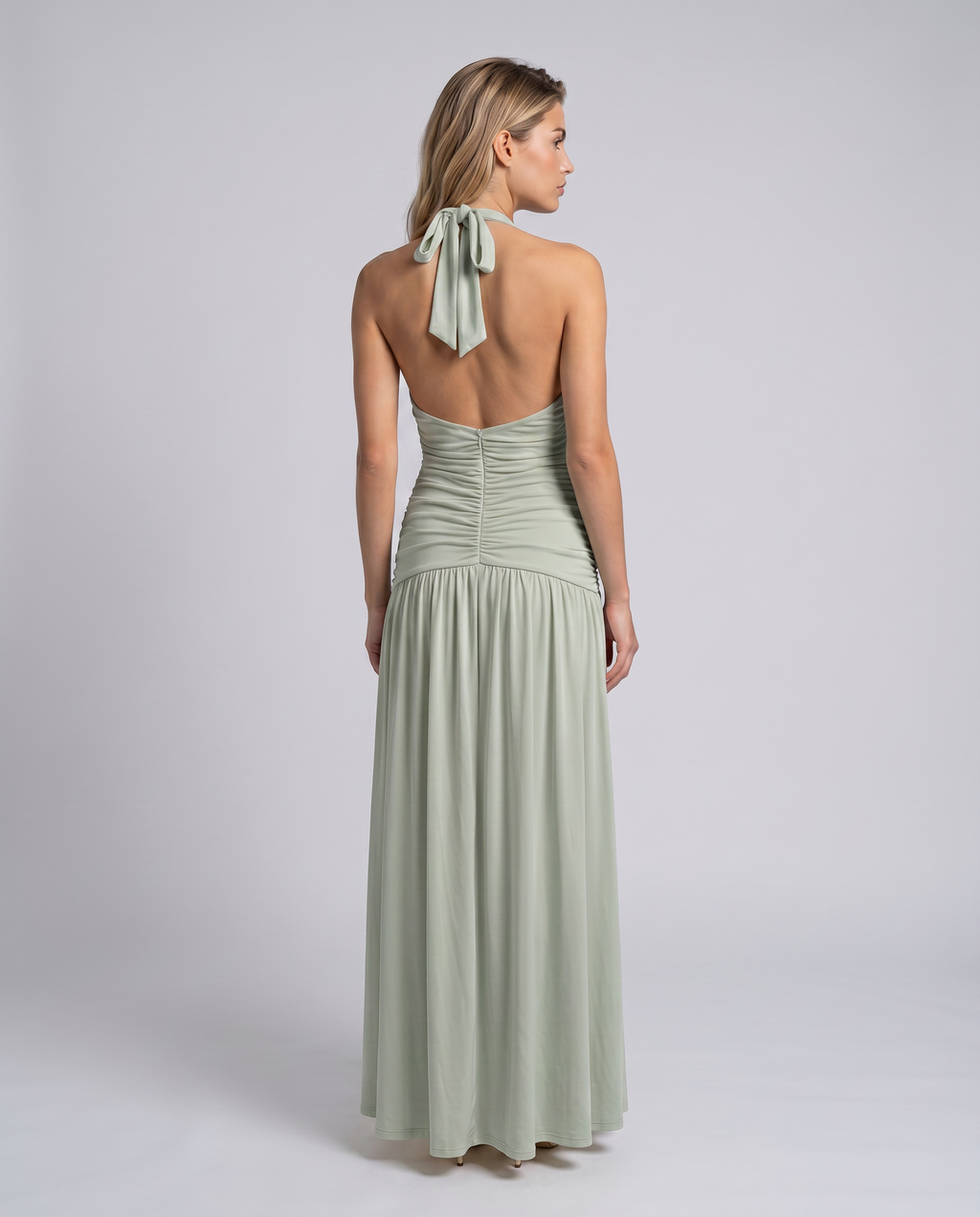 EVIE | Halter Neck Ruched Corset Maxi Dress