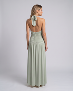 EVIE | Halter Neck Ruched Corset Maxi Dress