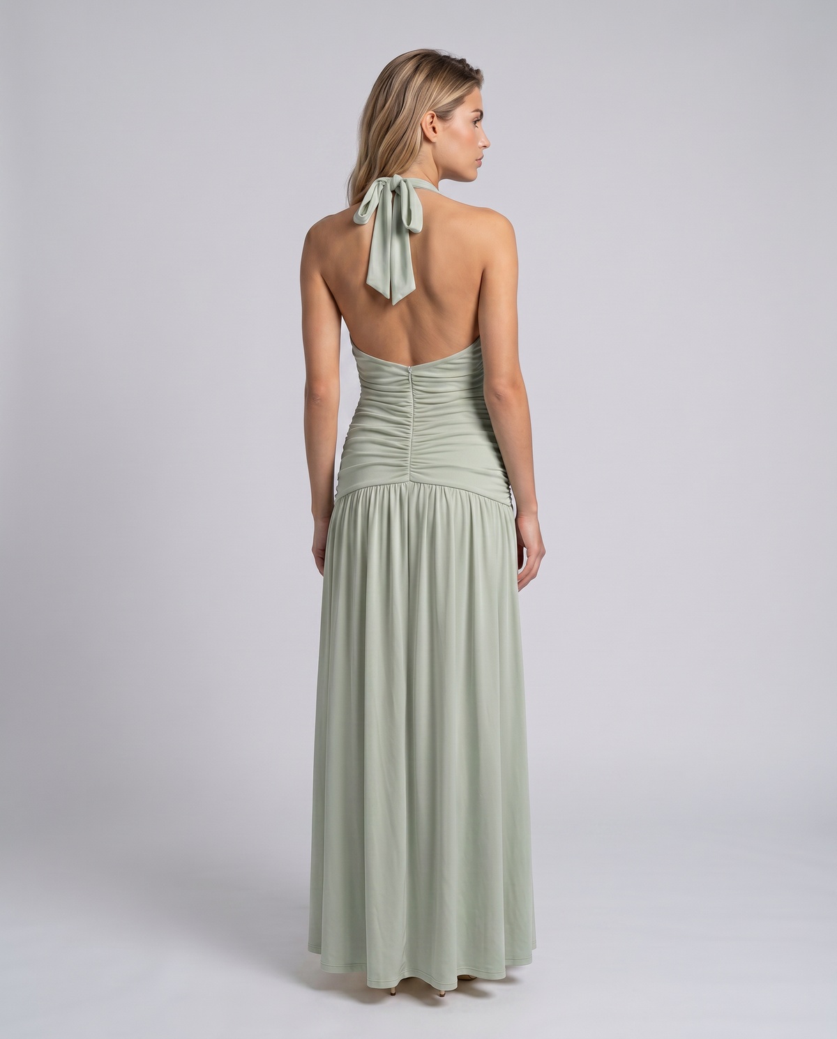 EVIE | Halter Neck Ruched Corset Maxi Dress