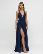EVIE | Halter Neck Ruched Corset Maxi Dress