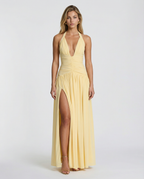 EVIE | Halter Neck Ruched Corset Maxi Dress