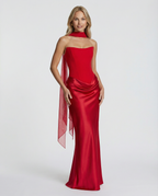 EVIE | Strapless Corset Draped Skirt Maxi Dress