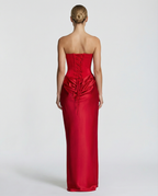 EVIE | Strapless Corset Draped Skirt Maxi Dress