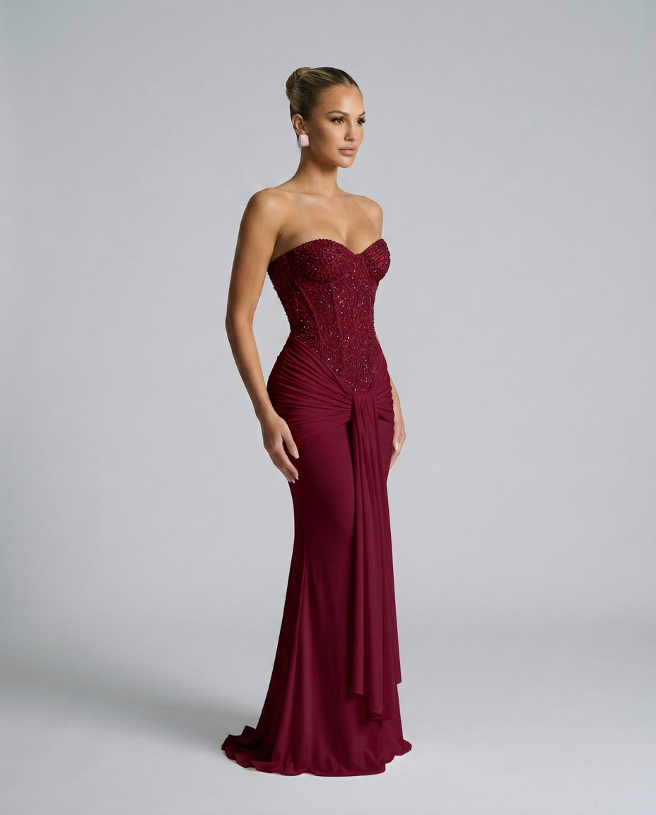 EVIE | Strapless Sequin Maxi Dress