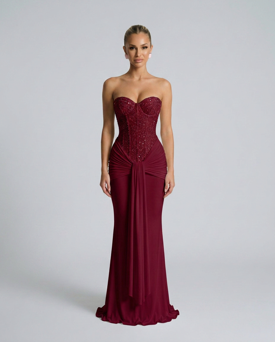 EVIE | Strapless Sequin Maxi Dress