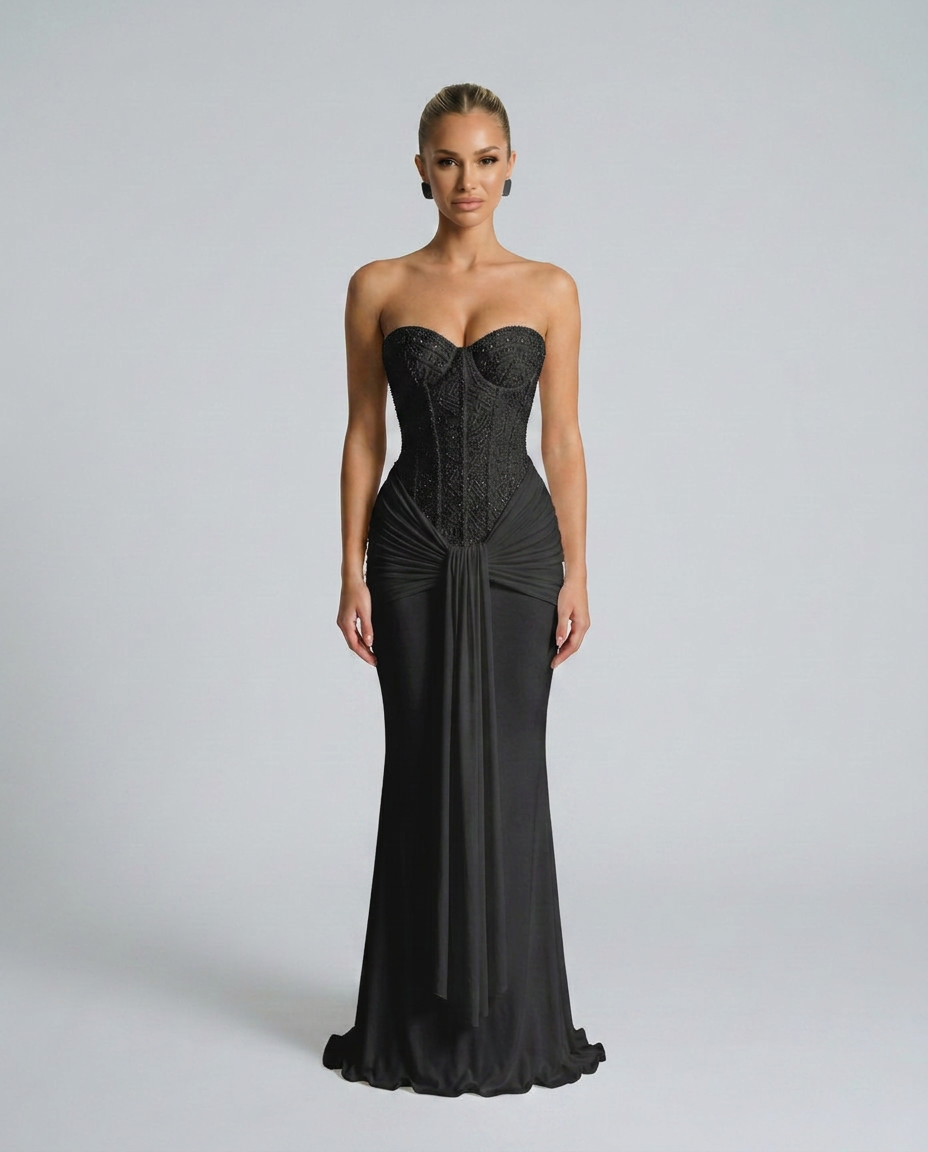 EVIE | Strapless Sequin Maxi Dress