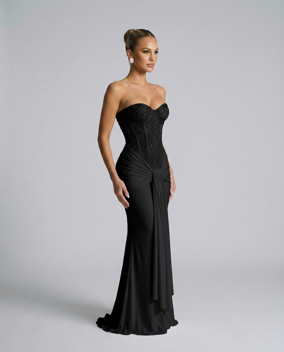 EVIE | Strapless Sequin Maxi Dress