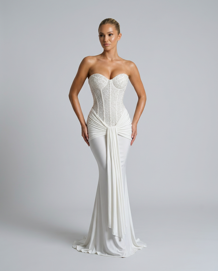 EVIE | Strapless Sequin Maxi Dress