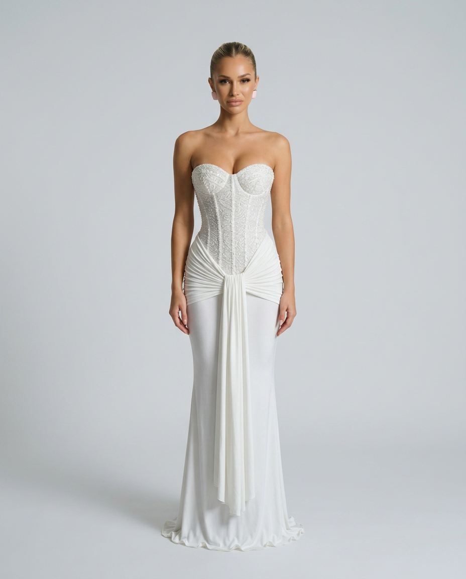 EVIE | Strapless Sequin Maxi Dress
