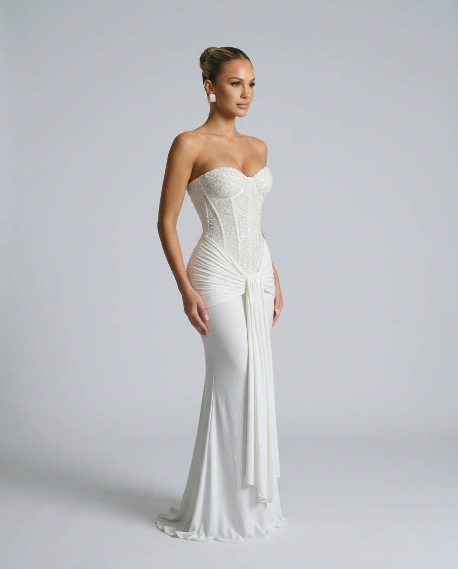 EVIE | Strapless Sequin Maxi Dress