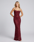 EVIE | Floral Appliqué Corset Lace-Up Back Maxi Dress
