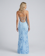 EVIE | Floral Appliqué Corset Lace-Up Back Maxi Dress