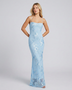 EVIE | Floral Appliqué Corset Lace-Up Back Maxi Dress