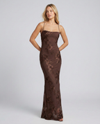 EVIE | Floral Appliqué Corset Lace-Up Back Maxi Dress