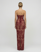 EVIE | Lace Corset Lace-Up Back Strapless Maxi Dress