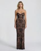 EVIE | Lace Corset Lace-Up Back Strapless Maxi Dress