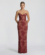 EVIE | Lace Corset Lace-Up Back Strapless Maxi Dress