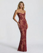 EVIE | Lace Corset Lace-Up Back Strapless Maxi Dress