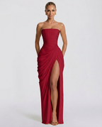 EVIE | Strapless Gathered Corset Maxi Dress