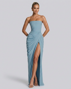 EVIE | Strapless Gathered Corset Maxi Dress