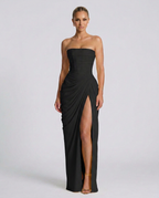 EVIE | Strapless Gathered Corset Maxi Dress