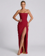 EVIE | Strapless Gathered Corset Maxi Dress