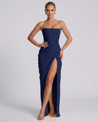 EVIE | Strapless Gathered Corset Maxi Dress