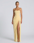 EVIE | Strapless Gathered Corset Maxi Dress