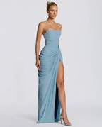 EVIE | Strapless Gathered Corset Maxi Dress