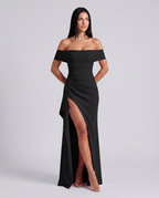 EVIE | Off Shoulder High Slit Bodycon Maxi Dress