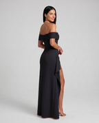 EVIE | Off Shoulder High Slit Bodycon Maxi Dress