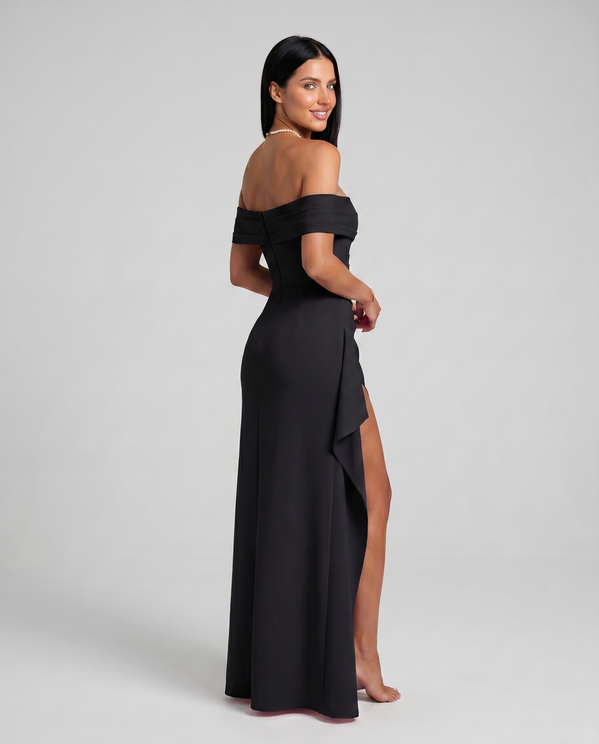 EVIE | Off Shoulder High Slit Bodycon Maxi Dress