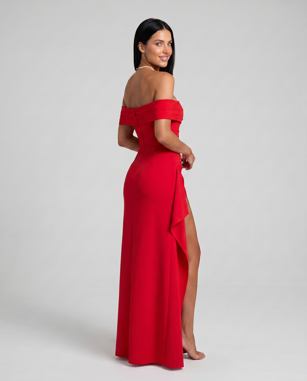 EVIE | Off Shoulder High Slit Bodycon Maxi Dress