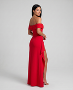 EVIE | Off Shoulder High Slit Bodycon Maxi Dress