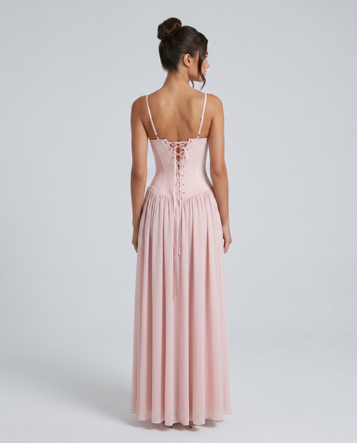 EVIE | Bustier Corset Boning Structured Maxi Dress