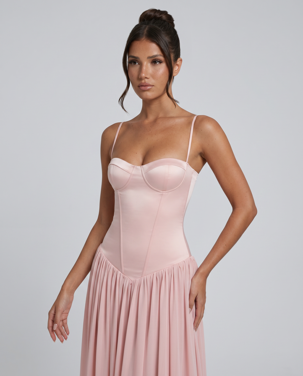EVIE | Bustier Corset Boning Structured Maxi Dress