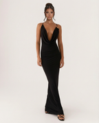 EVIE | Cowl Neck Open Back Bodycon Maxi Dress
