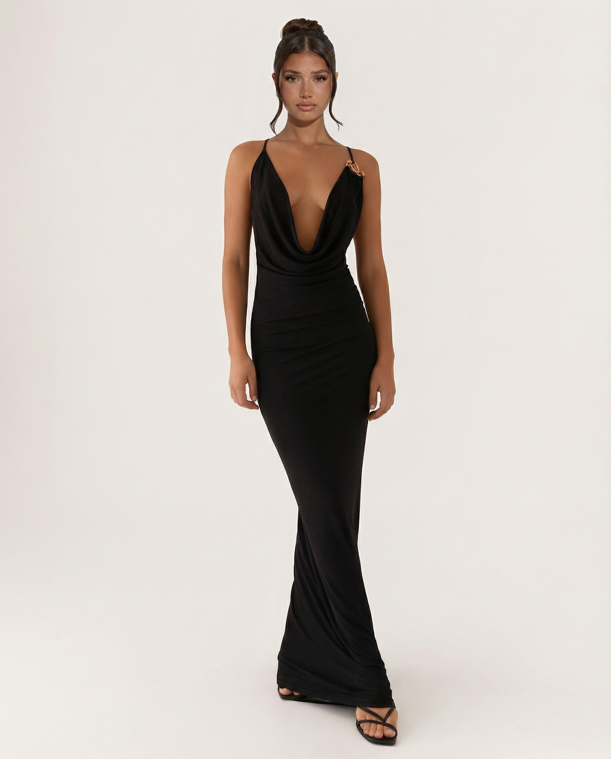EVIE | Cowl Neck Open Back Bodycon Maxi Dress