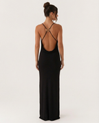 EVIE | Cowl Neck Open Back Bodycon Maxi Dress