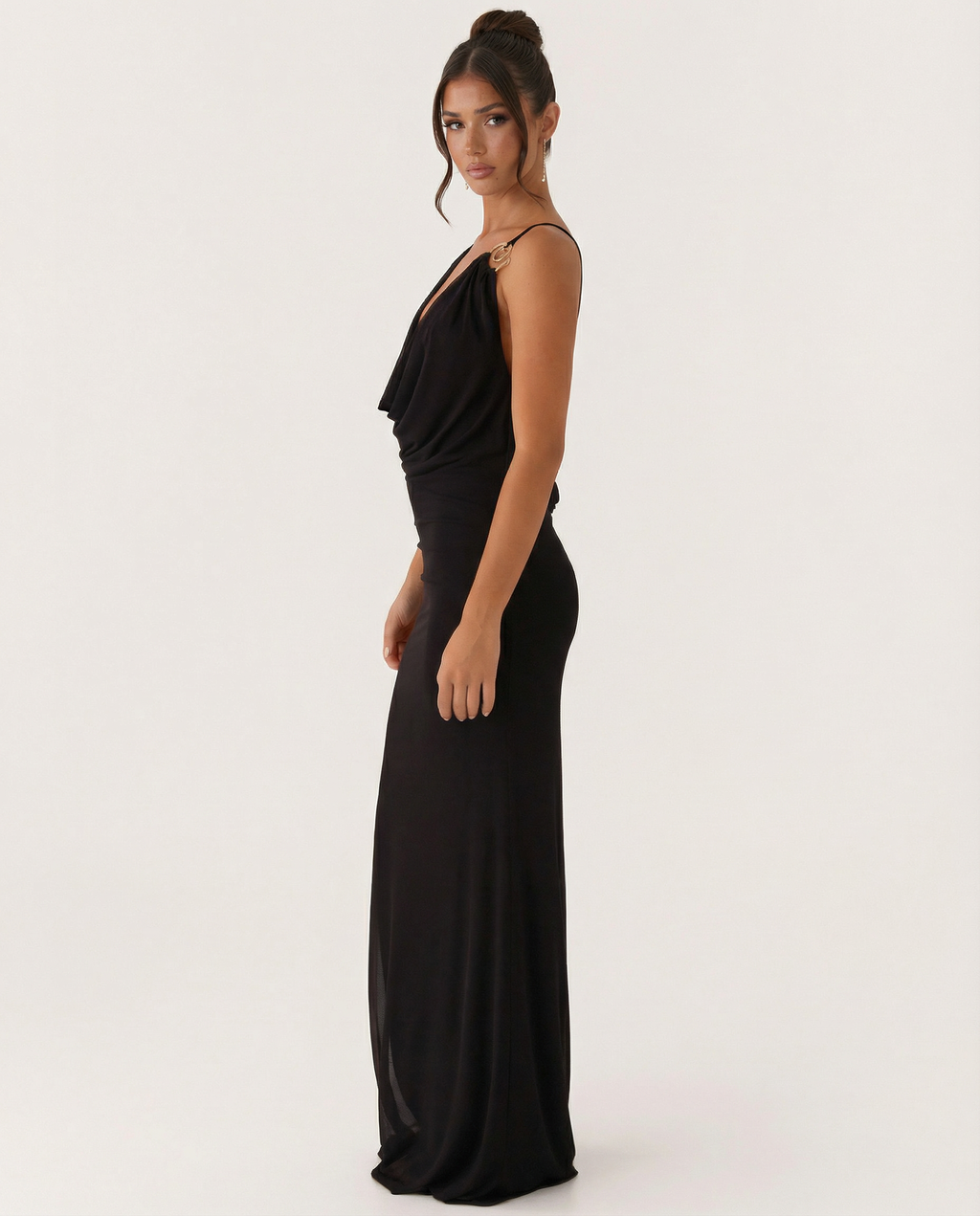 EVIE | Cowl Neck Open Back Bodycon Maxi Dress