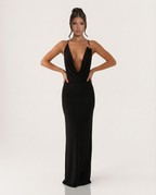 EVIE | Cowl Neck Open Back Bodycon Maxi Dress