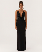 EVIE | Cowl Neck Open Back Bodycon Maxi Dress