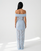 EVIE | Off Shoulder Lace Panel Twist Knot Maxi Dress