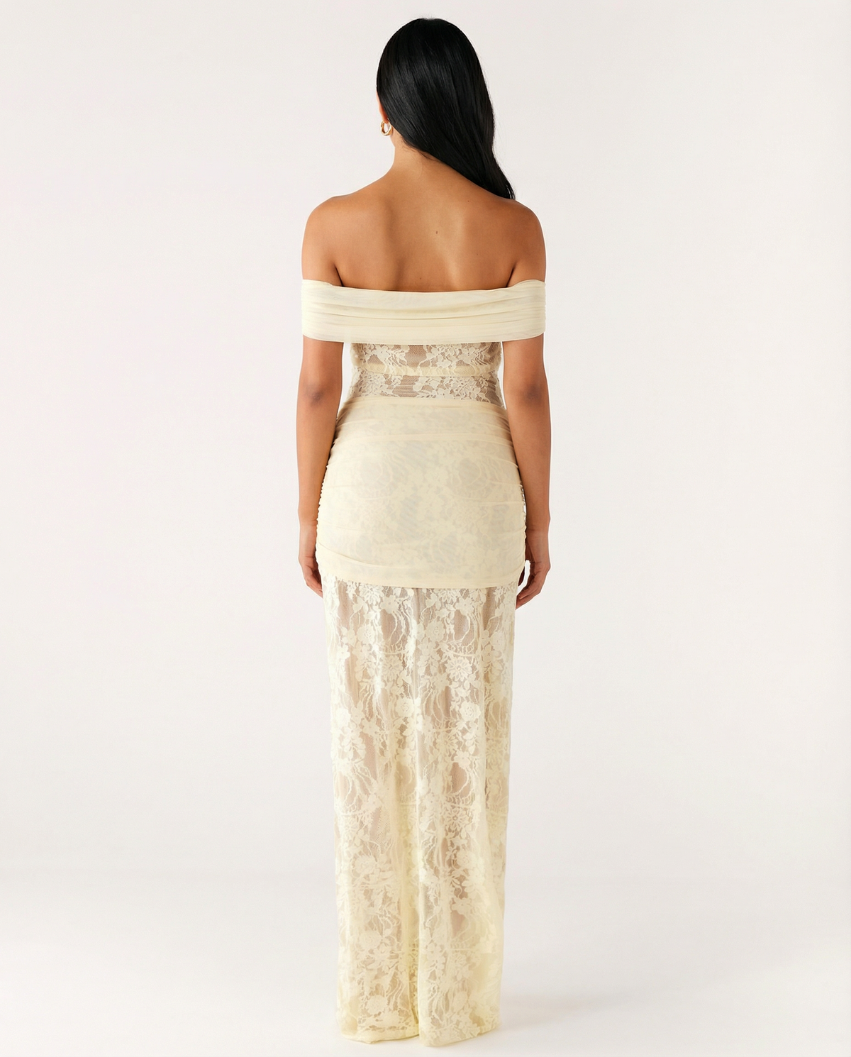 EVIE | Off Shoulder Lace Panel Twist Knot Maxi Dress