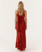 EVIE | Floral Strapless Chiffon Maxi Dress with Scarf