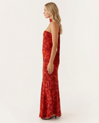 EVIE | Floral Strapless Chiffon Maxi Dress with Scarf