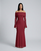 EVIE | Lace Off Shoulder Long Sleeve Maxi Dress