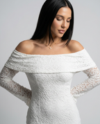EVIE | Lace Off Shoulder Long Sleeve Maxi Dress