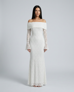 EVIE | Lace Off Shoulder Long Sleeve Maxi Dress